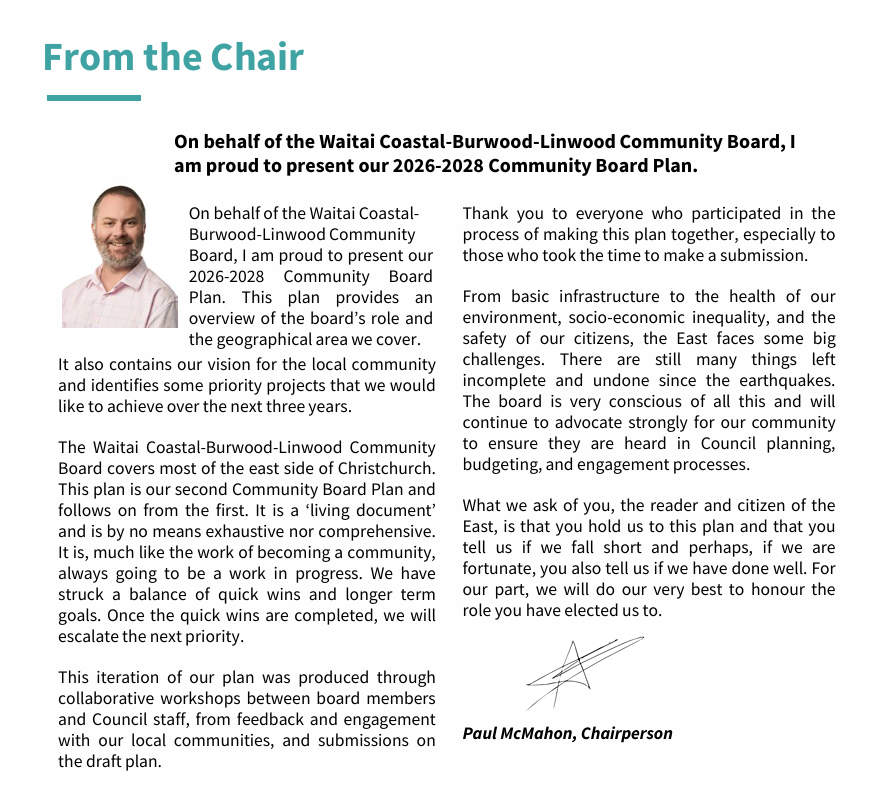 From the Chairperson