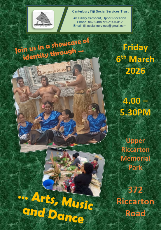 Upper RIccarton Community Connections Showcase Series - Canterbury Fiji Social Services Trust Poster