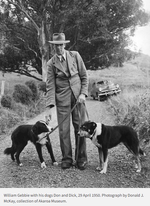 William Gebbie with his dogs Don and Dick - 29 April 1950