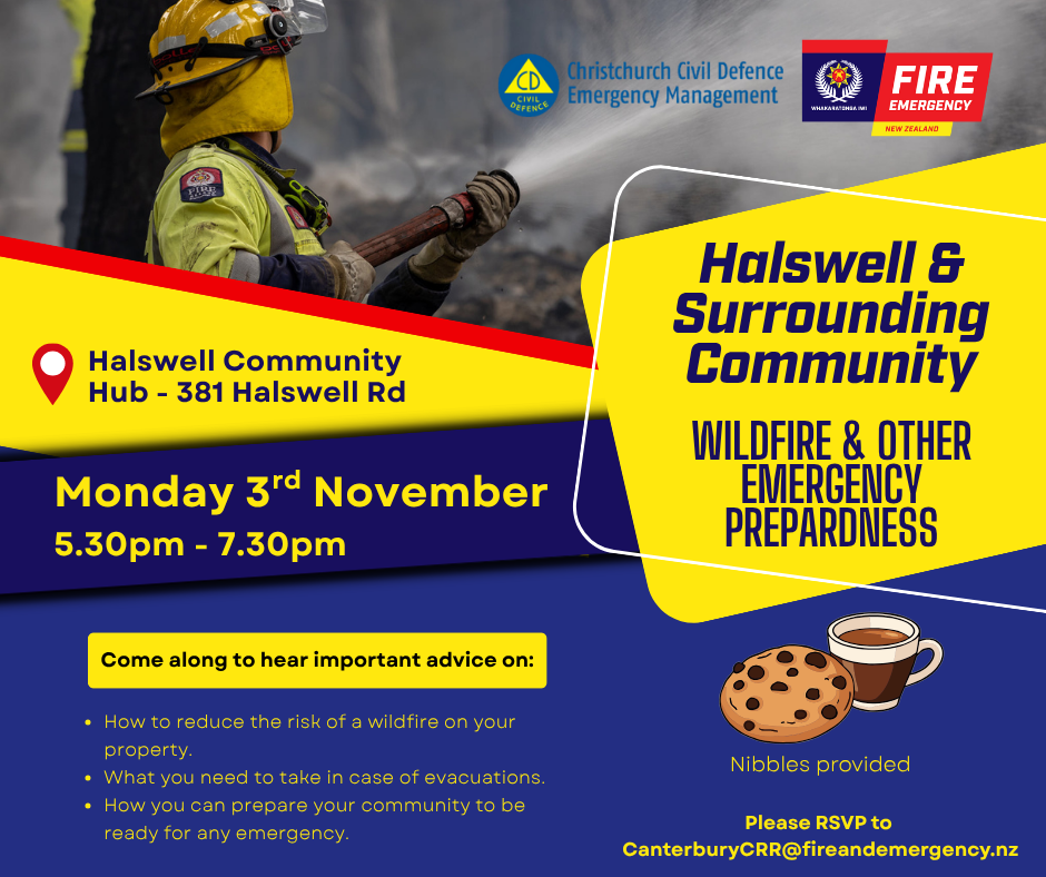 Halswell Emergency Prepardness Poster - 3 November, 5.30pm, Halswell Community Hub