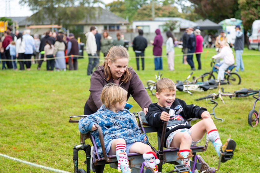 Riding bikes at event