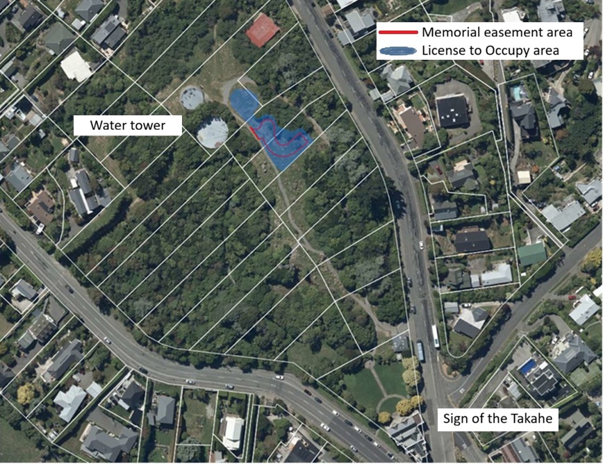 Plan showing location of proposed easement and License to Occupy within Cracroft Reserve