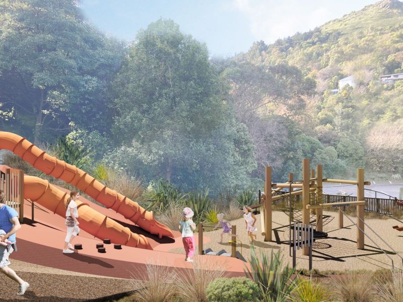 Corsair Bay play space concept - Looking northeast