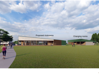 Artist's impression of clubrooms from Linwood Park